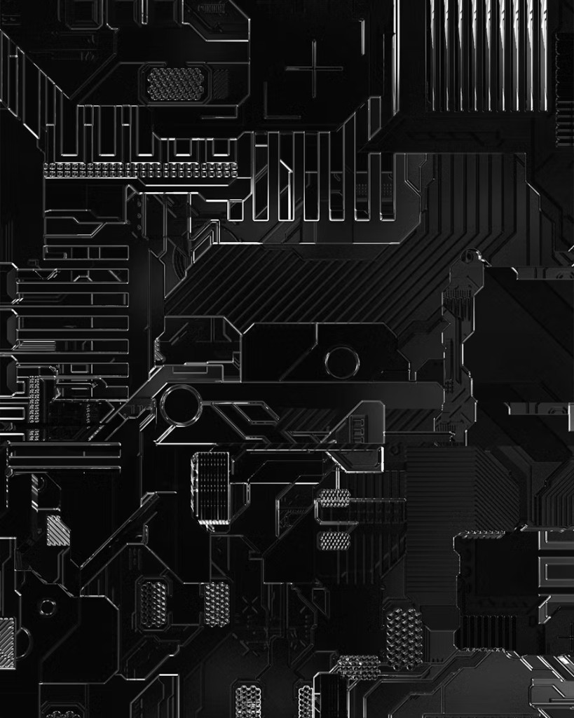 Dark futuristic circuit board texture